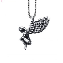 2017 Tendance Femmes En Acier Inoxydable Angle Aile Vintage Pendentif Collier